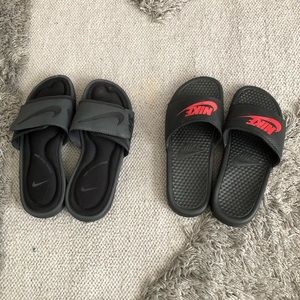 Nike Slides Black/Gray Black/Red